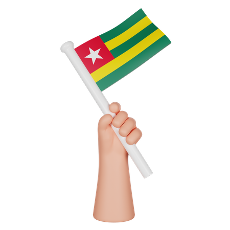 Hand hält eine Flagge von Togo  3D Icon