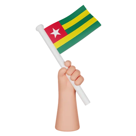 Hand hält eine Flagge von Togo  3D Icon