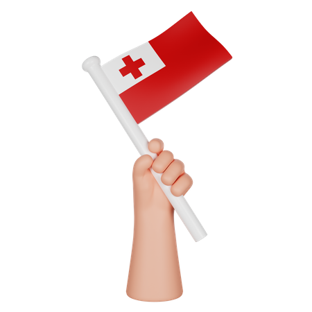 Hand hält eine Flagge von Tonga  3D Icon