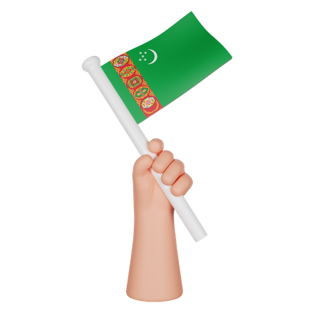 Hand hält eine Flagge von Turkmenistan  3D Icon