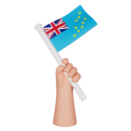 Hand hält eine Flagge von Tuvalu  3D Icon