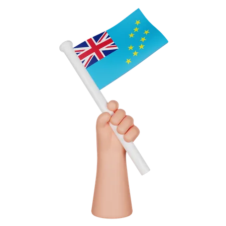 Hand hält eine Flagge von Tuvalu  3D Icon