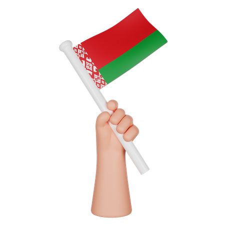 Hand hält eine Flagge von Weißrussland  3D Icon