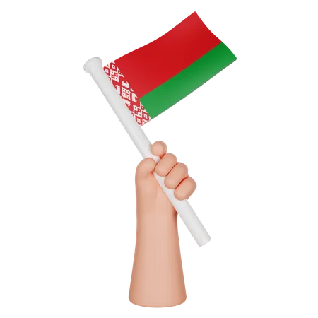 Hand hält eine Flagge von Weißrussland  3D Icon