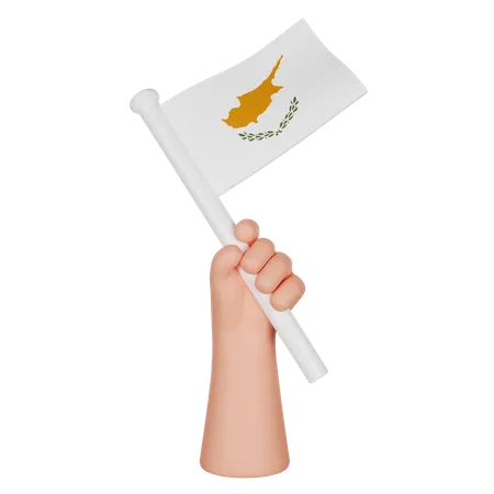 Hand hält eine Flagge von Zypern  3D Icon