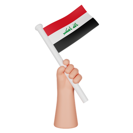 Hand hält eine Flagge des Irak  3D Icon