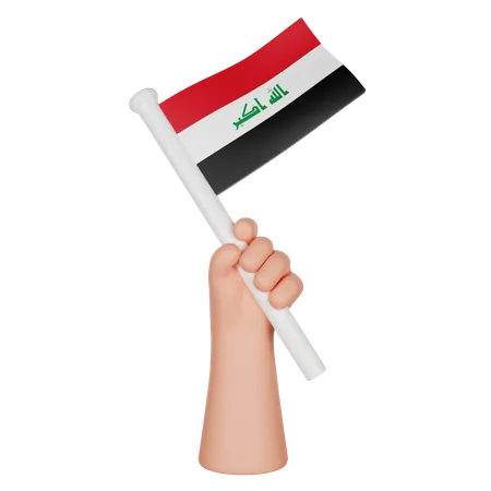 Hand hält eine Flagge des Irak  3D Icon