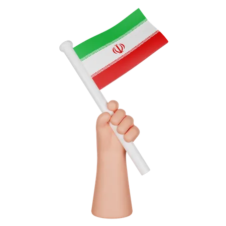 Hand hält eine iranische Flagge  3D Icon