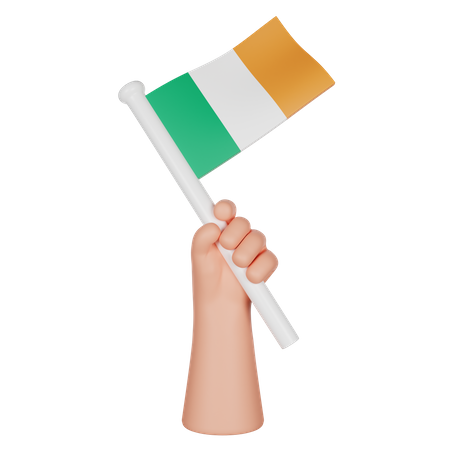 Hand hält eine Flagge von Irland  3D Icon