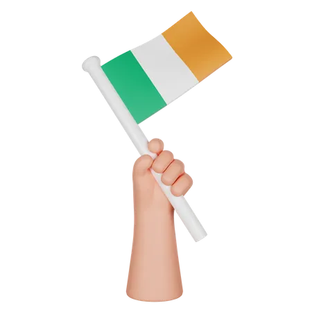 Hand hält eine Flagge von Irland  3D Icon