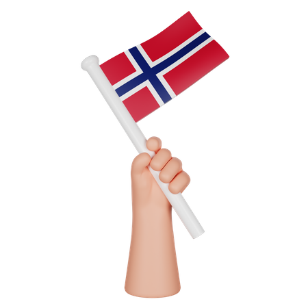 Hand hält eine Flagge von Norwegen  3D Icon