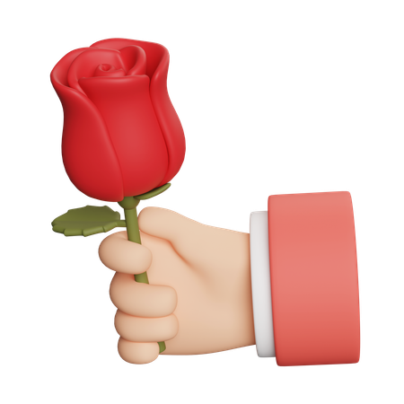 Hand hält eine Rose  3D Icon