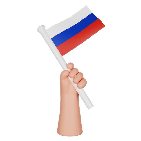 Hand hält eine Flagge von Russland  3D Icon