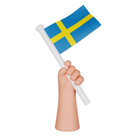 Hand hält eine Flagge von Schweden  3D Icon