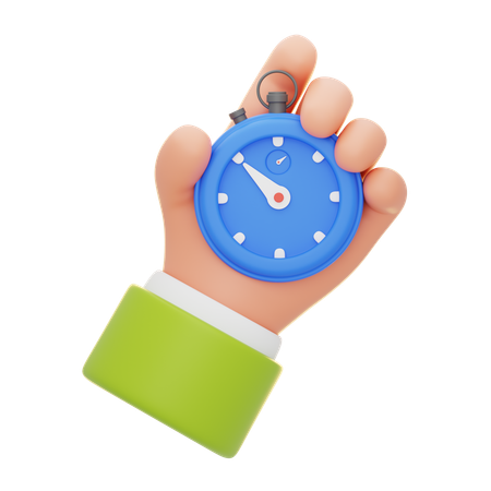 Hand hält eine Stoppuhr Zeitmanagement  3D Icon