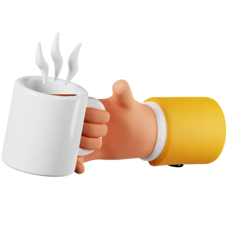 Hand hält eine Tasse Kaffee  3D Icon