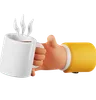 Hand hält eine Tasse Kaffee