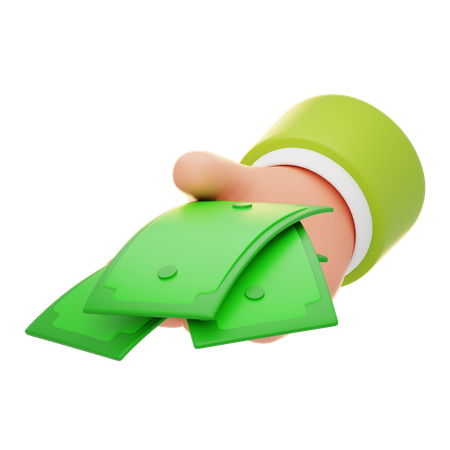 Hand hält einen Stapel grüner Geldscheine  3D Icon