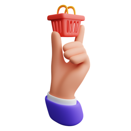 Hand hält Einkaufskorb  3D Icon