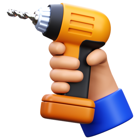Hand hält elektrische Bohrmaschine  3D Icon