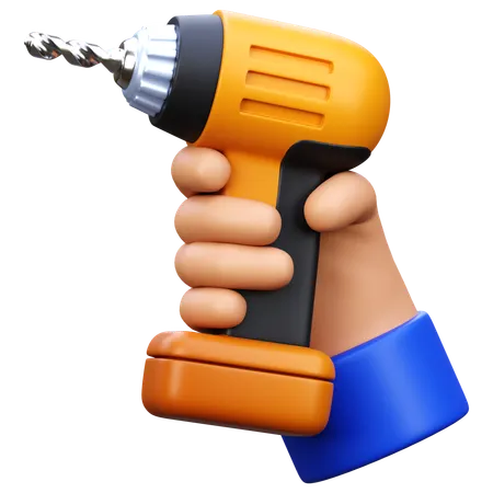 Hand hält elektrische Bohrmaschine  3D Icon