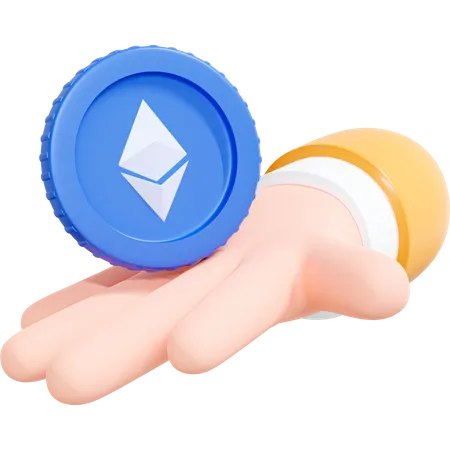 Hand hält Ethereum-Münze  3D Icon