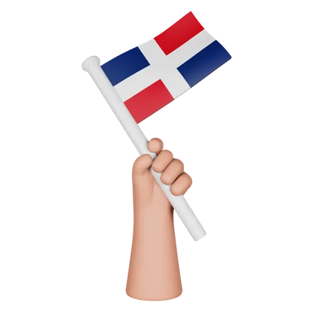 Hand hält Flagge der Dominikanischen Republik  3D Icon
