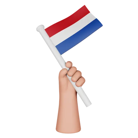 Hand hält Flagge der Niederlande  3D Icon