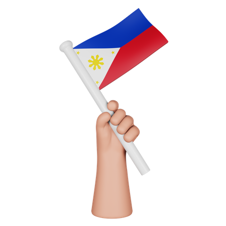 Hand hält Flagge der Philippinen  3D Icon