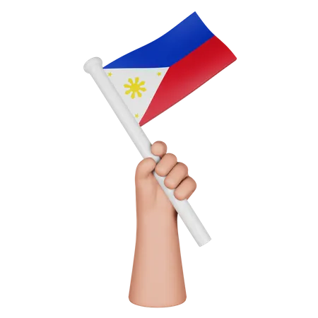 Hand hält Flagge der Philippinen  3D Icon