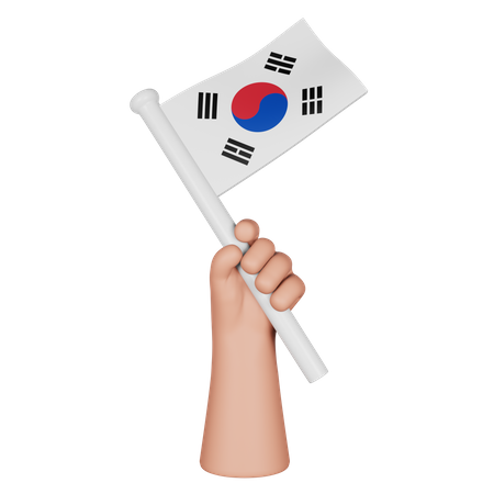 Hand hält Flagge der Republik Korea  3D Icon