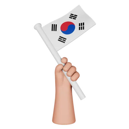 Hand hält Flagge der Republik Korea  3D Icon