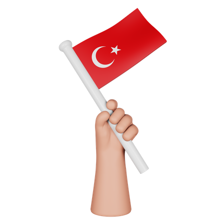 Hand hält Flagge der Türkei  3D Icon