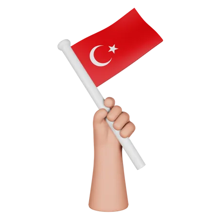 Hand hält Flagge der Türkei  3D Icon