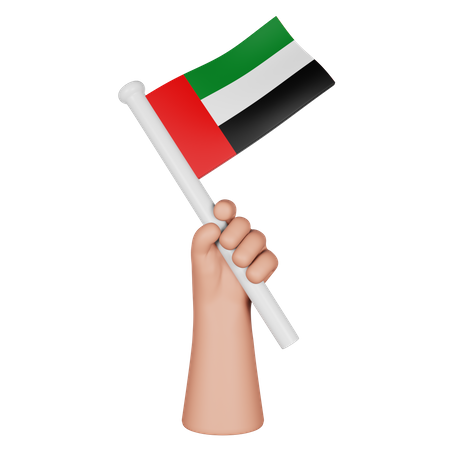 Hand hält Flagge der Vereinigten Arabischen Emirate  3D Icon