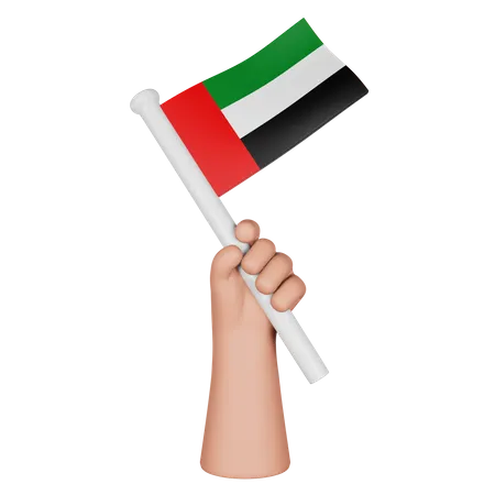 Hand hält Flagge der Vereinigten Arabischen Emirate  3D Icon