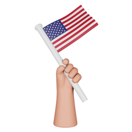 Hand hält Flagge der Vereinigten Staaten  3D Icon