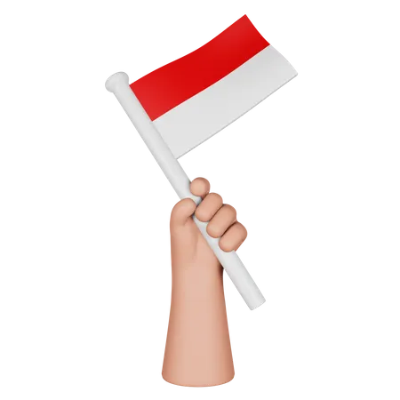 Hand hält Flagge von Indonesien  3D Icon