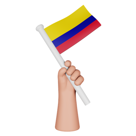 Hand hält Flagge von Kolumbien  3D Icon
