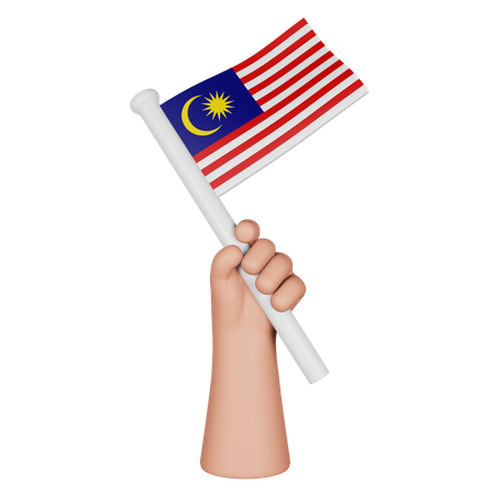 Hand hält Flagge von Malaysia  3D Icon