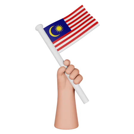 Hand hält Flagge von Malaysia  3D Icon