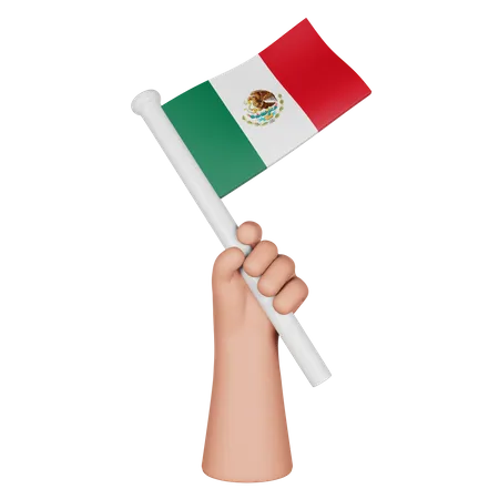 Hand hält Flagge von Mexiko  3D Icon
