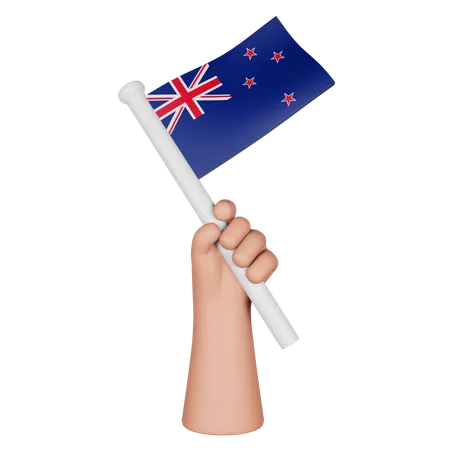 Hand hält Flagge von Neuseeland  3D Icon