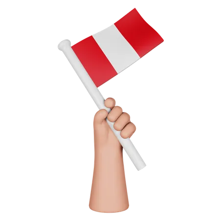 Hand hält Flagge von Peru  3D Icon