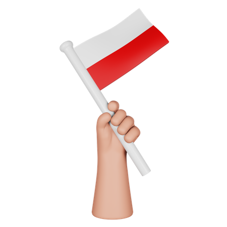 Hand hält Flagge von Polen  3D Icon