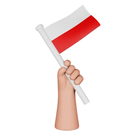 Hand hält Flagge von Polen  3D Icon