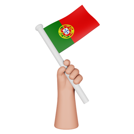 Hand hält Flagge von Portugal  3D Icon