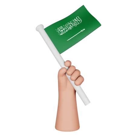 Hand hält Flagge von Saudi-Arabien  3D Icon