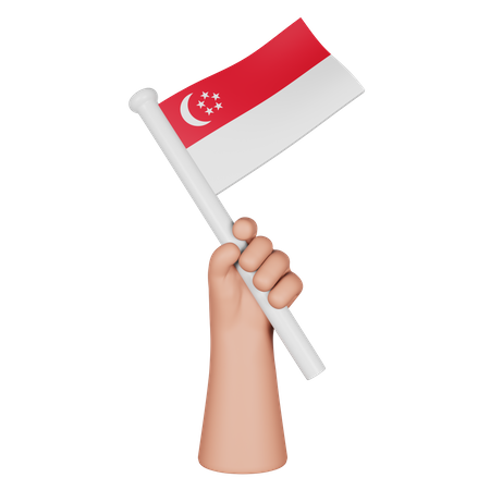 Hand hält Flagge von Singapur  3D Icon