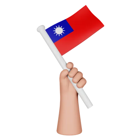 Hand hält Flagge von Taiwan  3D Icon